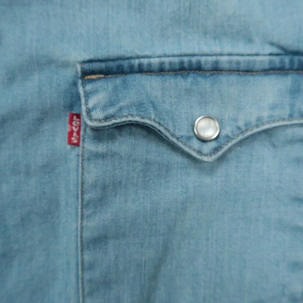 Levi's Shirt Mens XXL Blue Cone Denim Pearl Snap Western Long Sleeve 2XL *